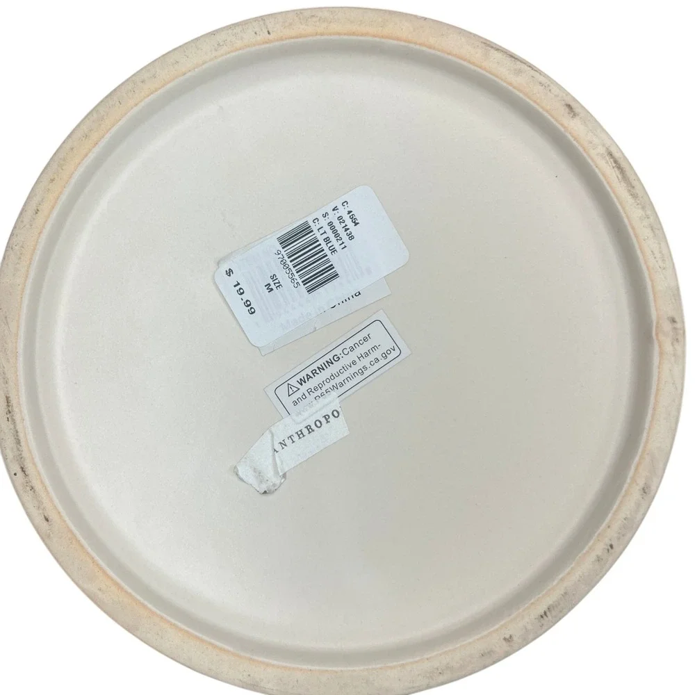 Anthropologie Scalloped Ceramic Catchall Tray White Aqua Blue Tray Round Scallop